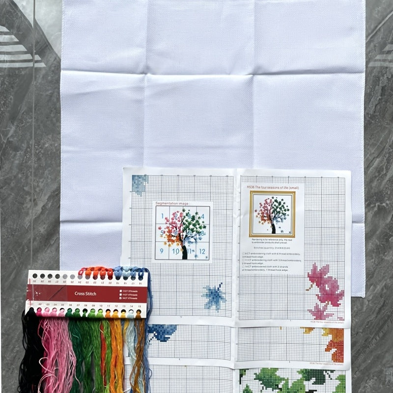 Four Seasons Colorful Tree Cross Stitch Kit 14CT