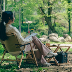Foldable Outdoor Camping Chair with Wooden Frame