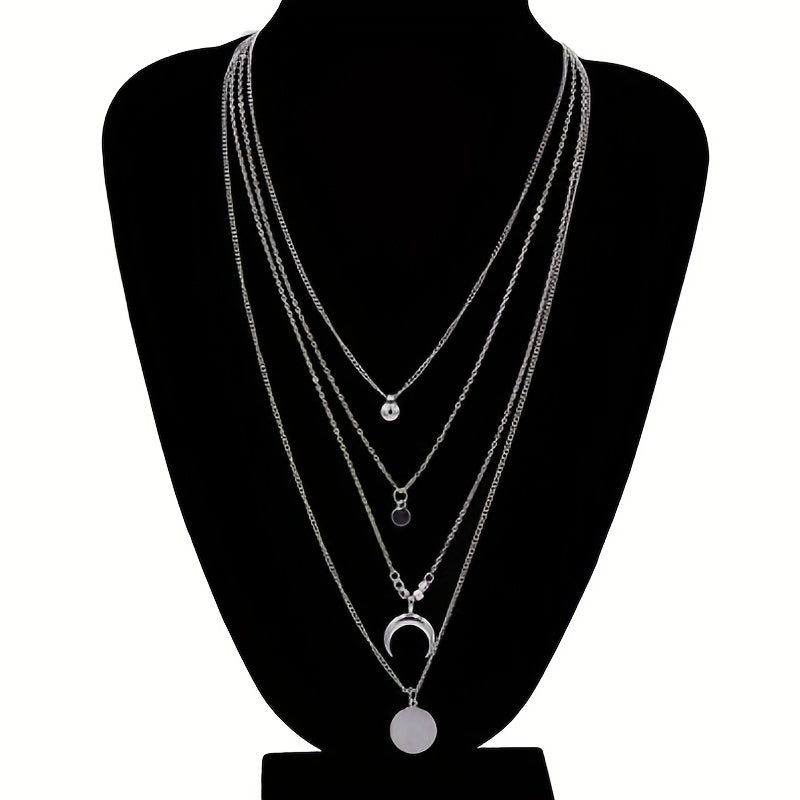 Bohemian Style Moon Golden Multilayer Necklace