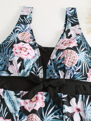  Boho Tankini Set Tropical Print Swimsuit Two Piece