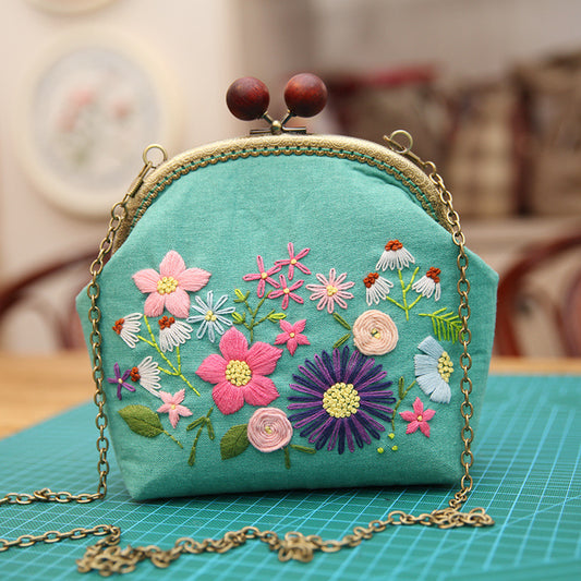 Golden Shoulder Bag DIY Material Customized Embroidered Art