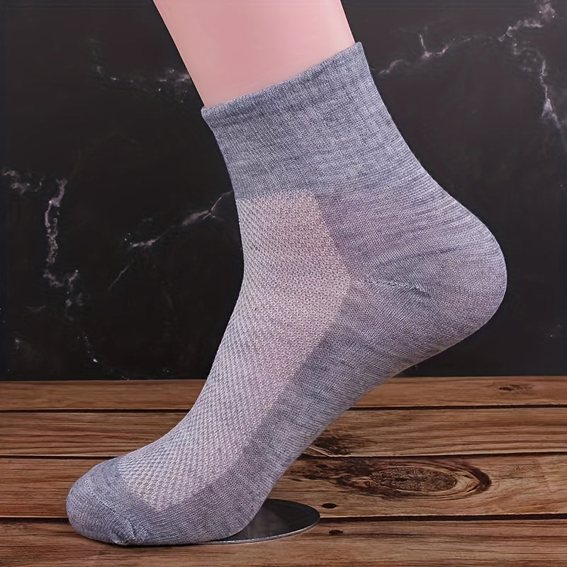 5 Pairs Men's Mesh Crew Socks Soft Winter & Autumn Style
