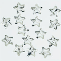 15pcs Y2K Silvery Snap Clip Hollow Star Shaped Hair Clip Alloy Hair Clip