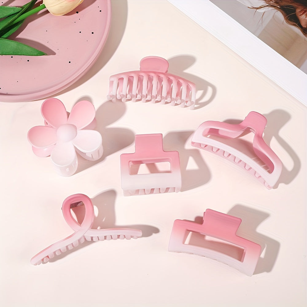 6pcs Gradient Flower Hair Claw Ponytail Holder Women
