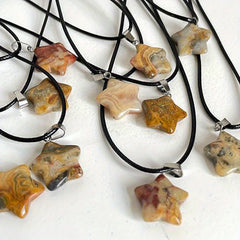 Hexagon Rose Quartz Pendant Necklace Opal Star Jewelry Gift