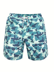 Leaves Print Shorts Casual Summer Pool Beach Shorts Men's Lounge Shorts