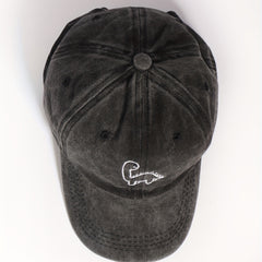 Dinosaur Embroidered Gray Baseball Cap Distressed Dad Hat Adjustable Sun Hats