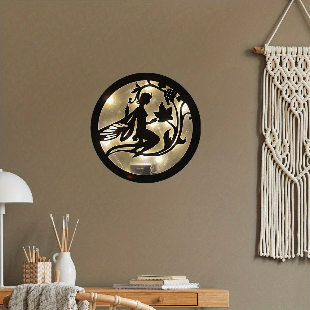 Kids Room LED Wall Clock Wooden Sign Hanging Decoration