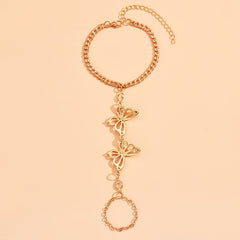 Butterfly Hand Chain Bracelet Beach Jewelry Finger Ring Bracelet