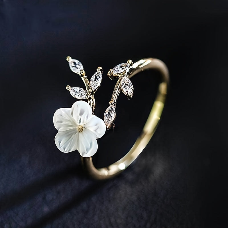 Flower Leaf Ring Wedding Engagement Party Jewelry Gift
