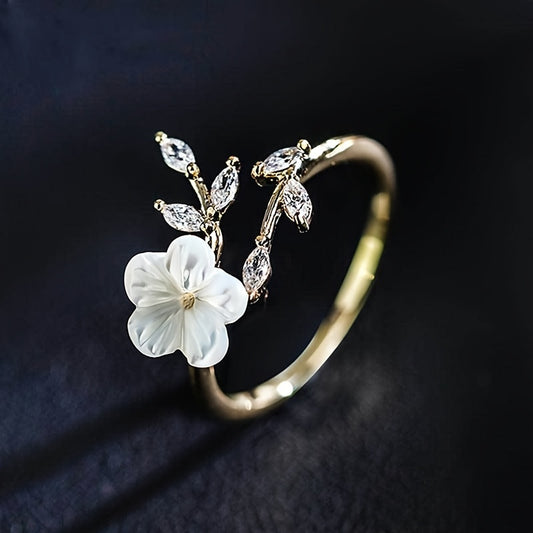Flower Leaf Ring Wedding Engagement Party Jewelry Gift