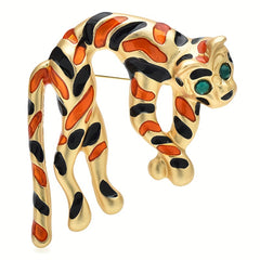 Tiger Brooches Red Enamel Animal Party Brooch Pin For Bag Clothes