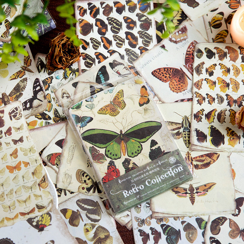 50 Pieces Retro Paper for Decorating - Mushroom Butterfly Flower