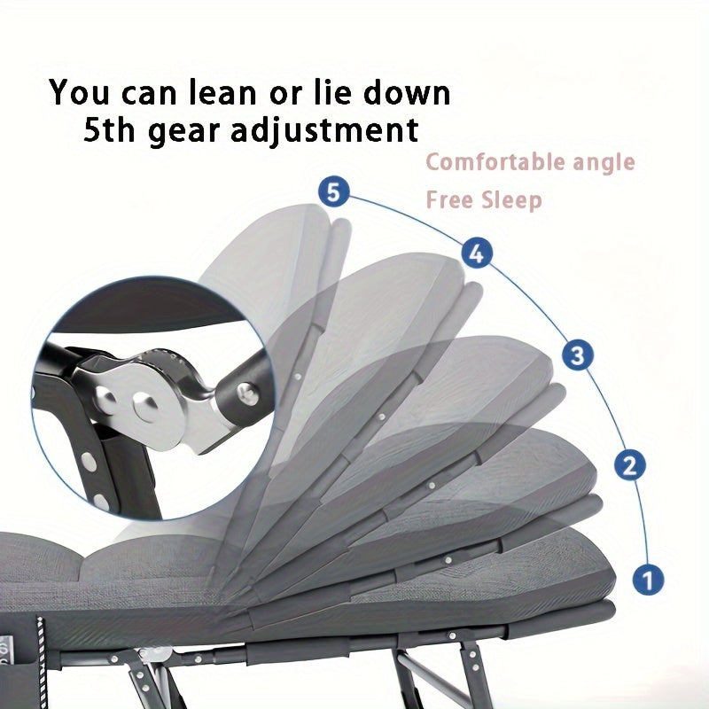 Portable Folding Bed with Blanket and Phone Pocket for Outdoor Camping
