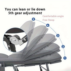 Portable Folding Bed with Blanket and Phone Pocket for Outdoor Camping