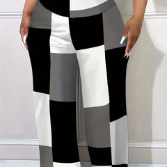  Colorblock High Rise Flare Leg Trousers