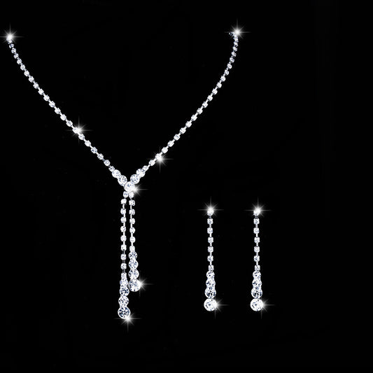 Crystal Tassel Jewelry Set - Necklace & Earrings