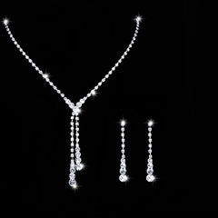 Crystal Tassel Jewelry Set - Necklace & Earrings