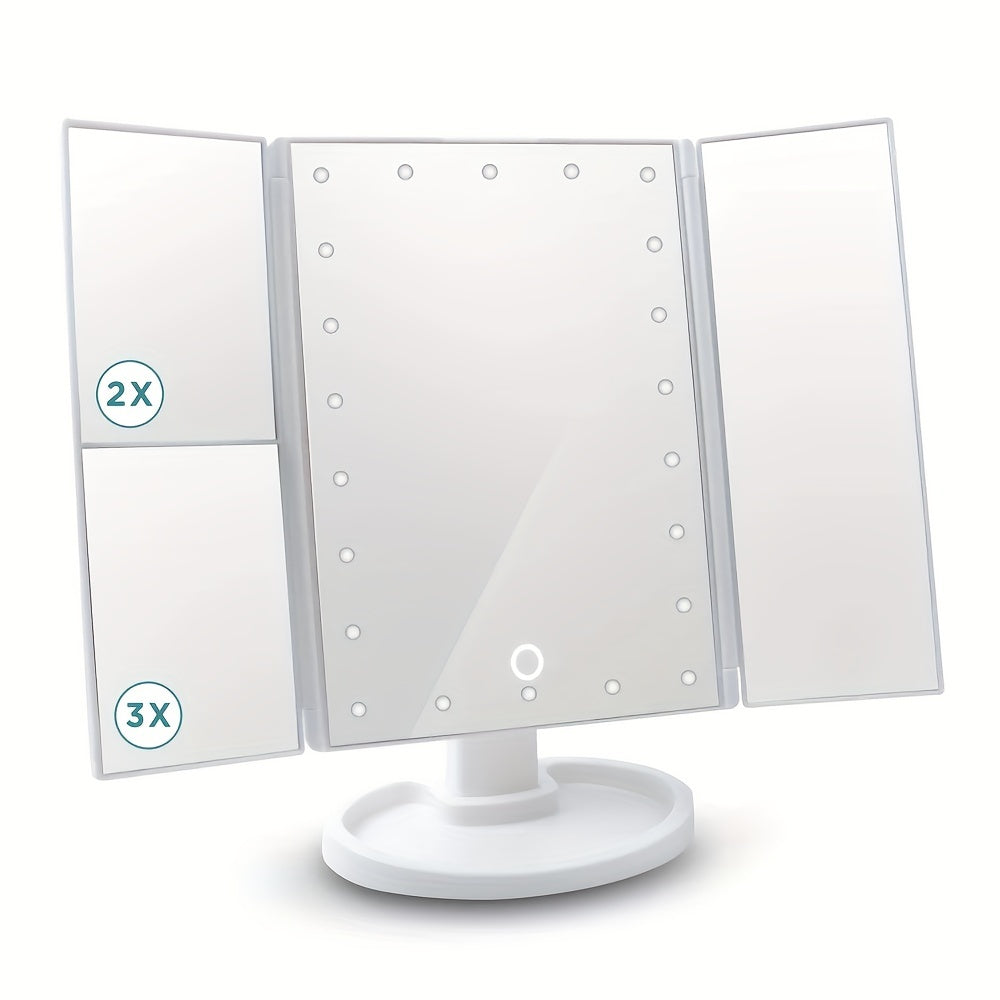 LED Lighted Makeup Mirror Touch Sensor Dimming Travel Vanity Mirror