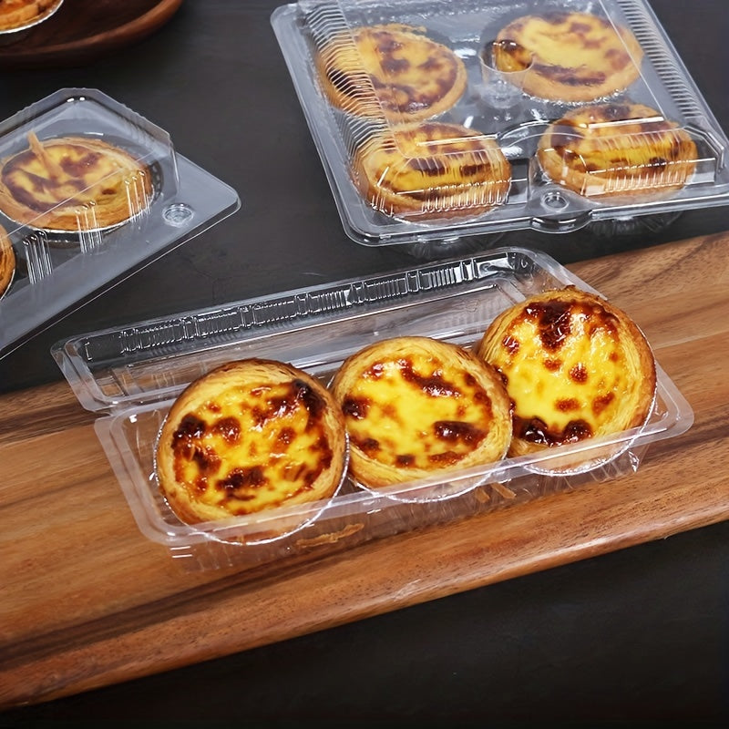 20pcs Transparent Egg Tart Puff Packaging Box Disposable Blister Packaging