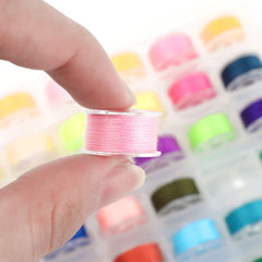 Colorful Bobbins and Sewing Thread with Case