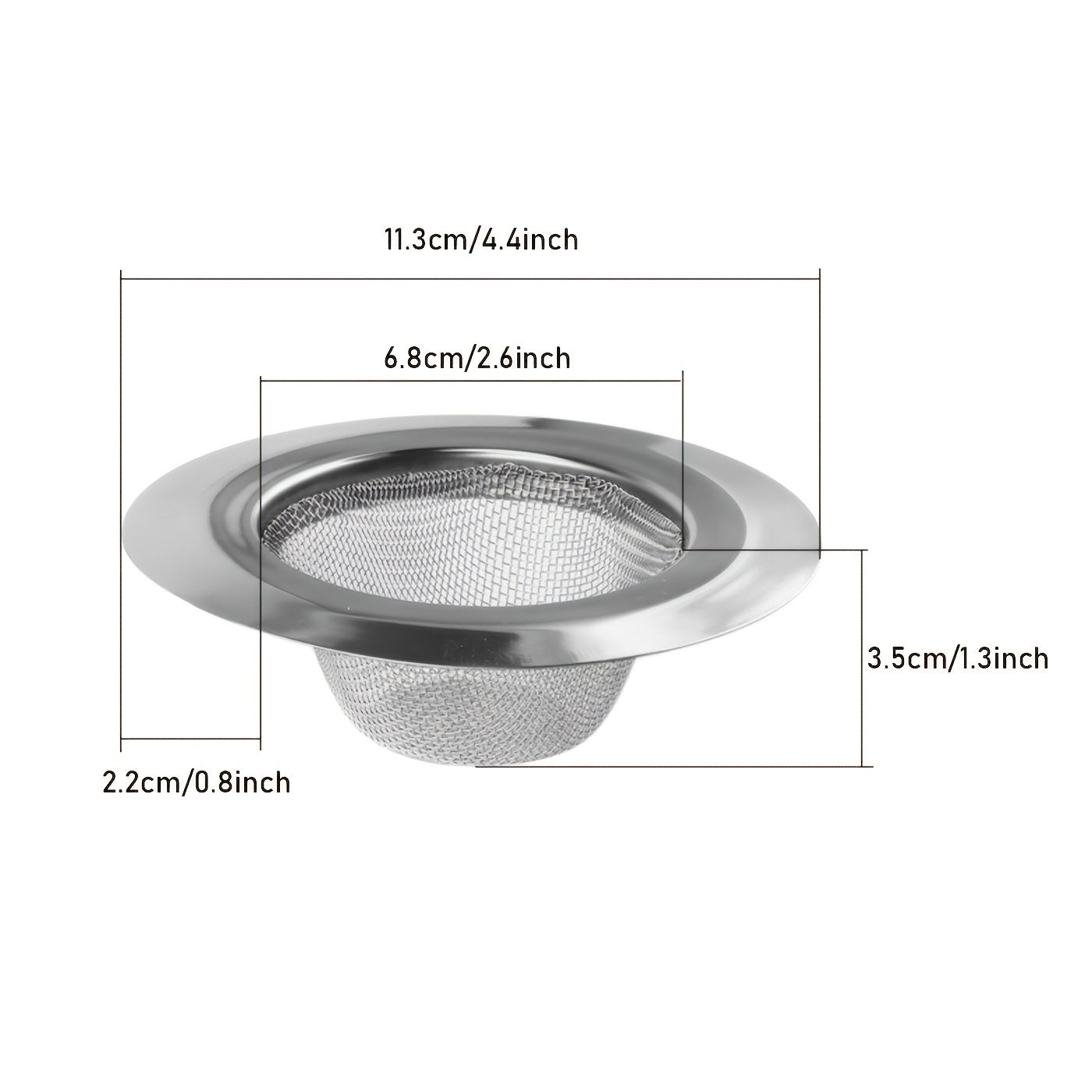 2pcs Kitchen Sink Filter Net Stainless Steel Large Universal 4.4in 1.3in