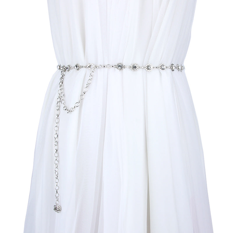 Women's Rhinestone Body Chain Belt Dress Skirt Accessory