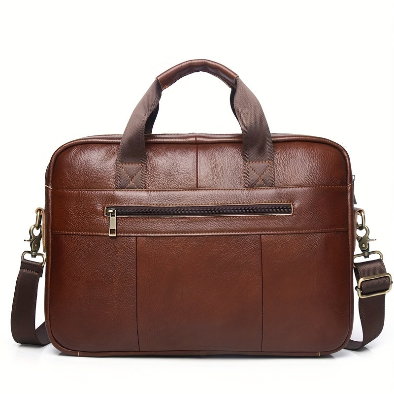 Men's Leather Briefcase Large Capacity Shoulder Bag Computer Handbag