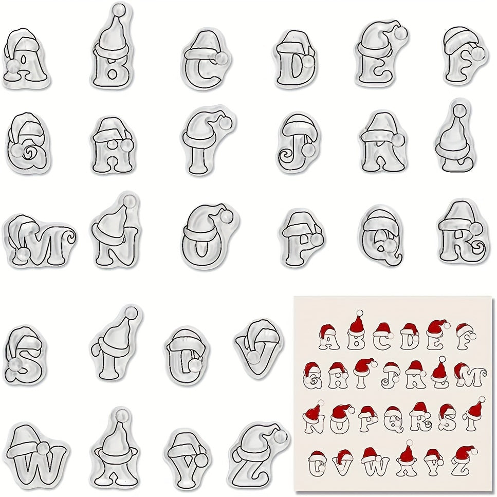 Christmas Alphabet Clear Stamps For Card Making - Santa Hat Letter Stamps