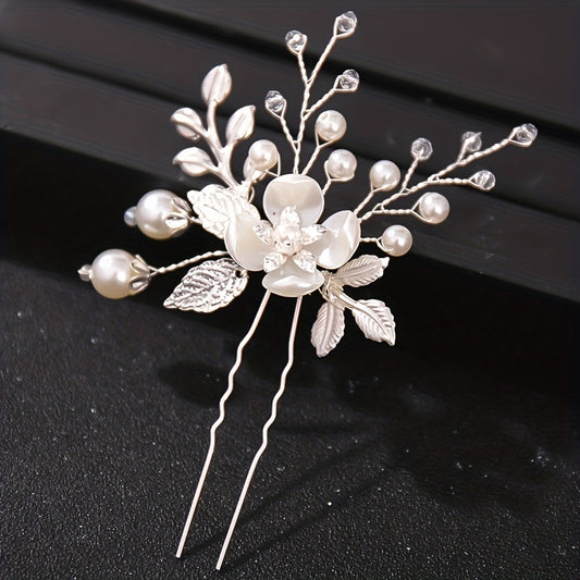 Crystal Faux Pearl Hair Pins Wedding Hair Accessories