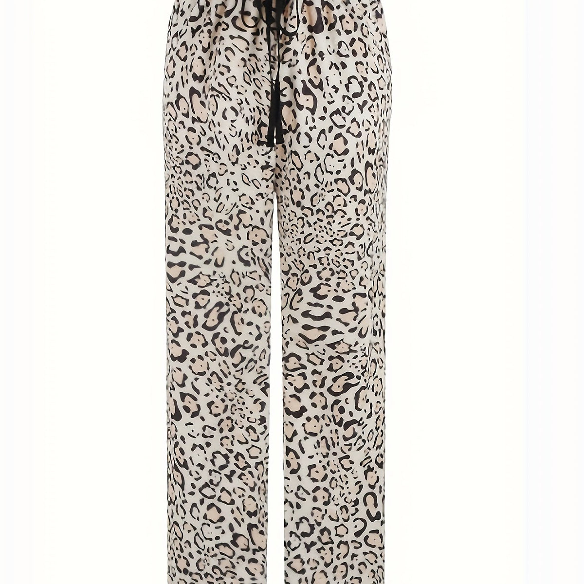  Leopard Print Elastic Waist Home Wear Pants