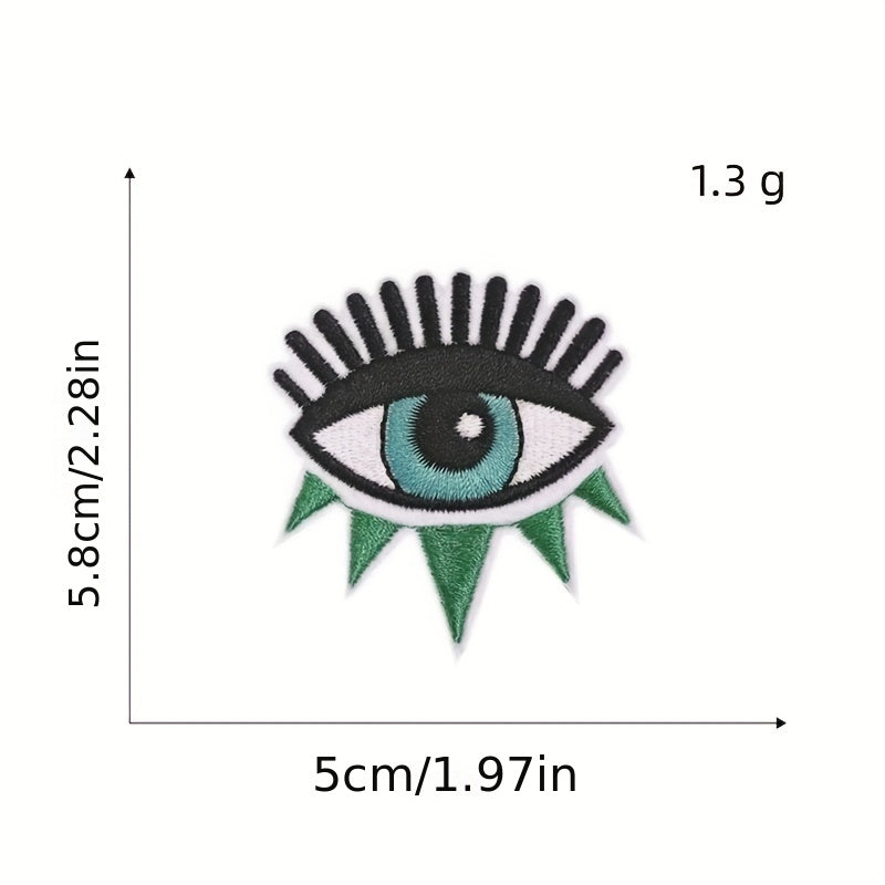 9pcs Devil's Eye Iron On Patches For Men Sew On Embroidered Applique