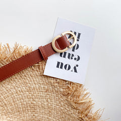 Women Leather Belt For Jeans Pants Dress Waist Belt With Golden Buckle
