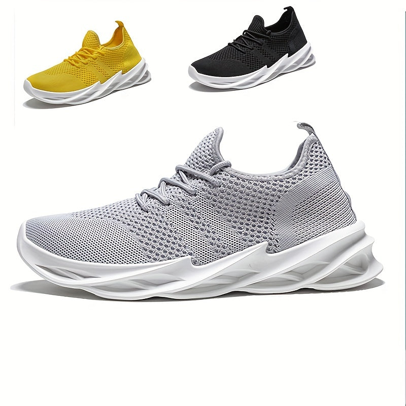Men's Breathable Lace Up Knitted Blade Sneakers