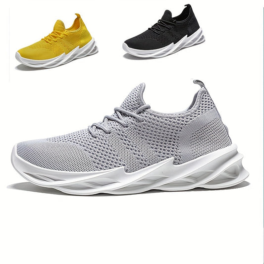 Men's Breathable Lace Up Knitted Blade Sneakers