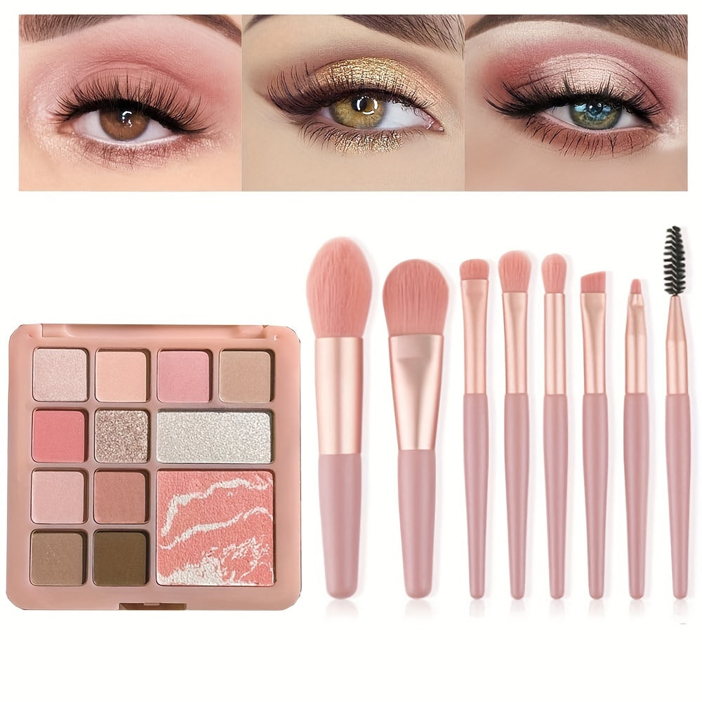 Pink Tone Eyeshadow Palette & Makeup Brushes Set