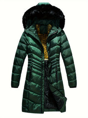 Women's Long Thickened Puffer Jacket Hooded Warm Outdoor Clothing