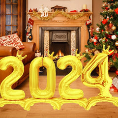 1pc 81 28 Cm Digital Balloon Golden Self Standing Number Balloons 0 9