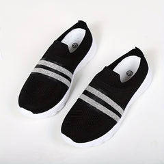 Glitter Slip On Flat Sneakers Casual Walking Trainers