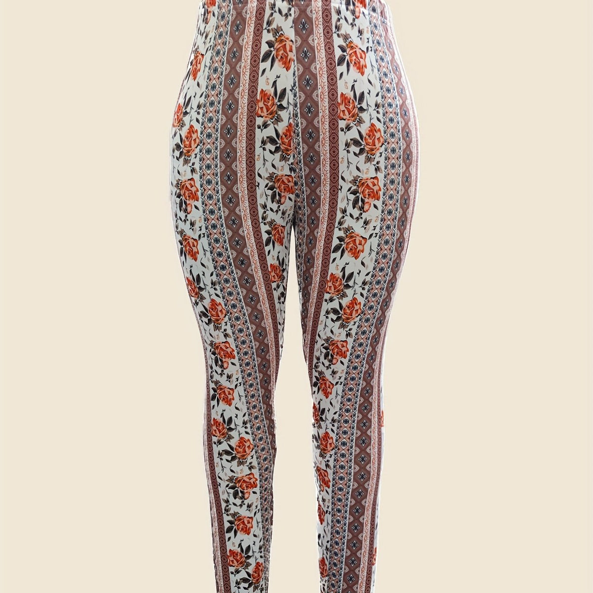 Boho Patchwork Print High Rise Skinn Pants