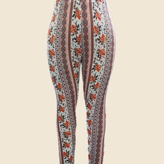 Boho Patchwork Print High Rise Skinn Pants