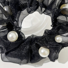 Organza Scrunchies Hair Tie with Pearl Decor