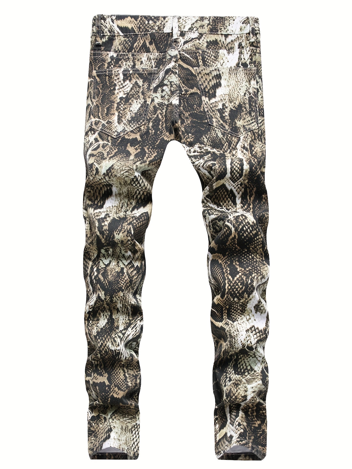 Men's Slim Fit Snake Skin Graphic Jeans Streetwear