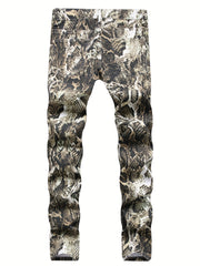 Men's Slim Fit Snake Skin Graphic Jeans Streetwear