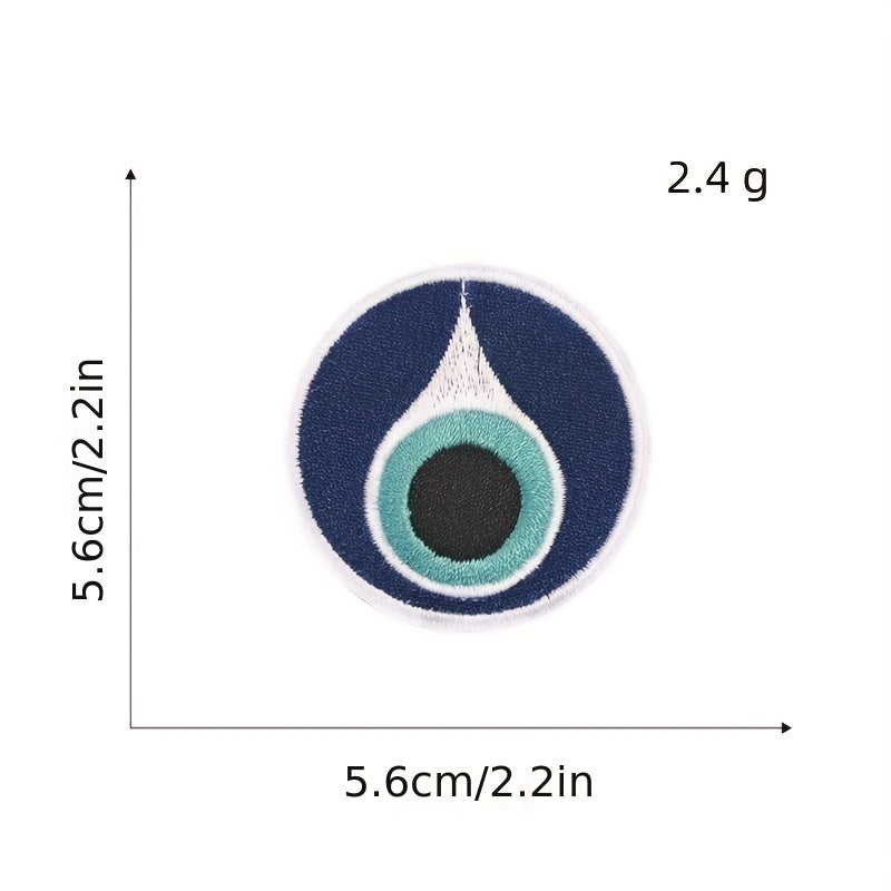 9pcs Devil's Eye Iron On Patches For Men Sew On Embroidered Applique