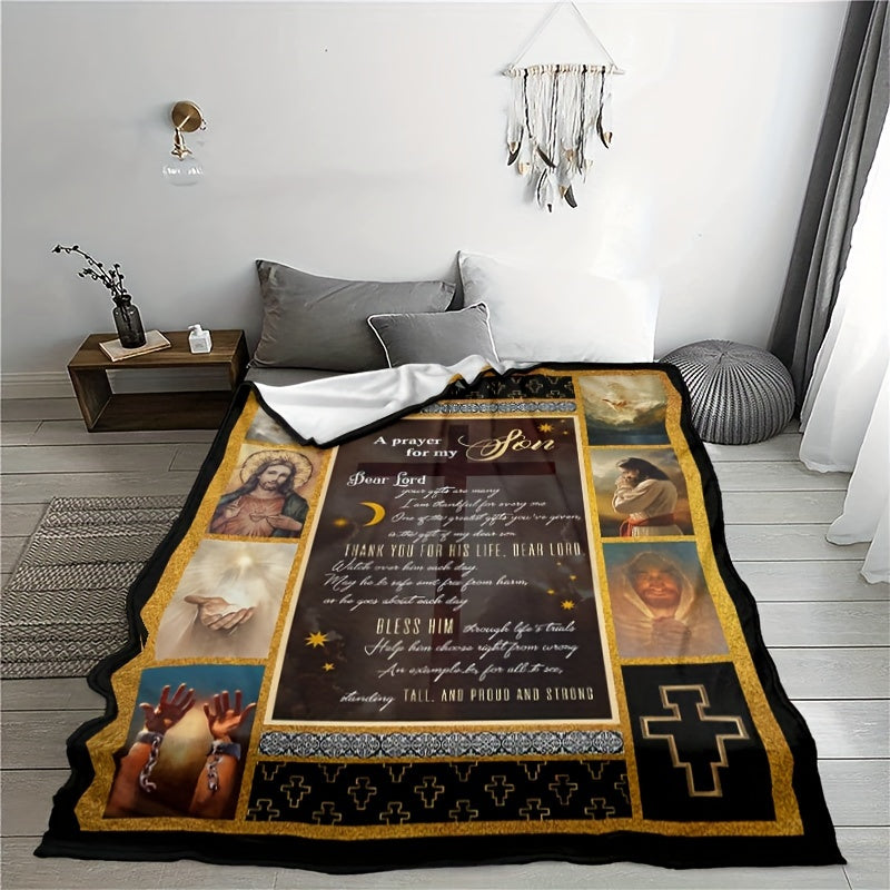 Prayer Flannel Blanket for Son - Blessings Gift
