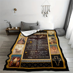 Prayer Flannel Blanket for Son - Blessings Gift