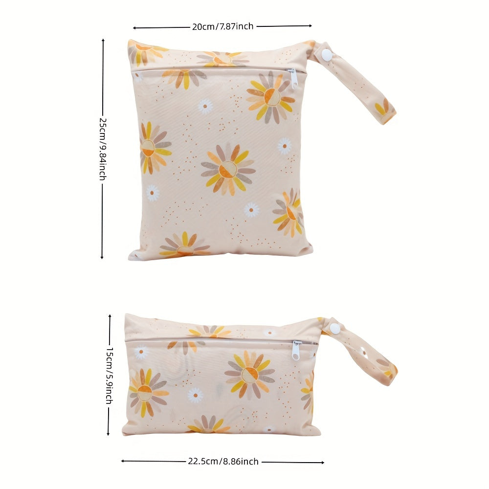 2pcs Daisy Flowers Prints Small Wet Bags Set