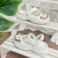 Women's Bear Charms Platform Clogs Cut out Closed Toe Non Slip Sandals