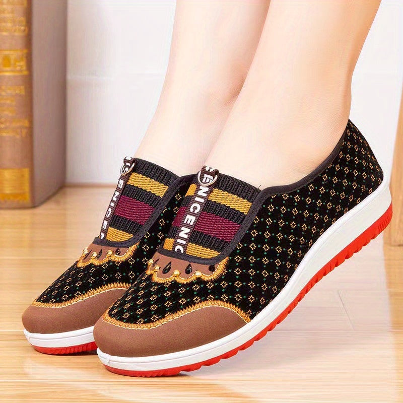 Floral Pattern Slip-On Canvas Shoes for Women